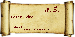 Ádler Sára névjegykártya